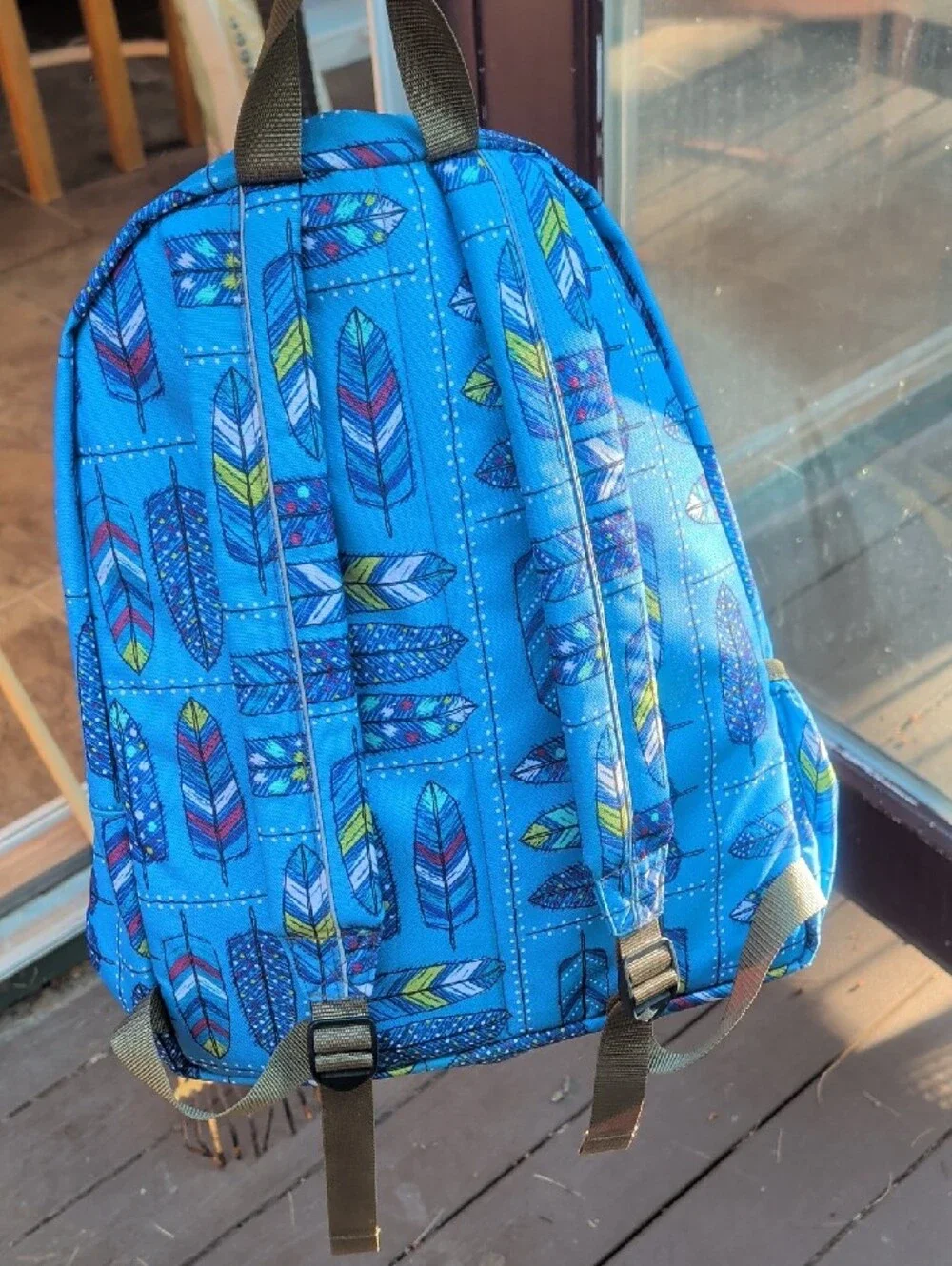 L.L. Bean Blue Feather-Print Backpack